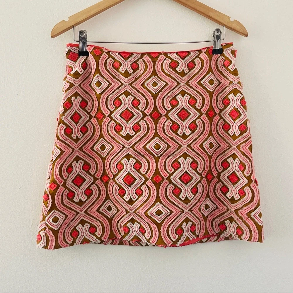 Anthropologie Slim Mini Skirt - Pink & Brown